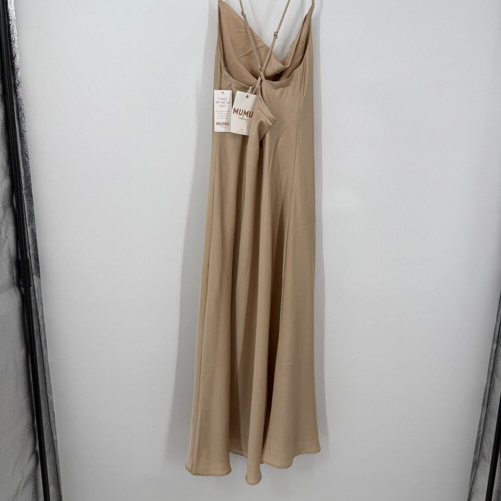 Show Me Your Mumu Verona Satin Dress Champagne Slip Dress Cowl Neck Midi Size M - Picture 6 of 16